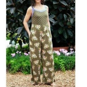 Matilda Jane Medium ‘Work of Art’ Green Floral & Polka Dot Jumpsuit Size XS